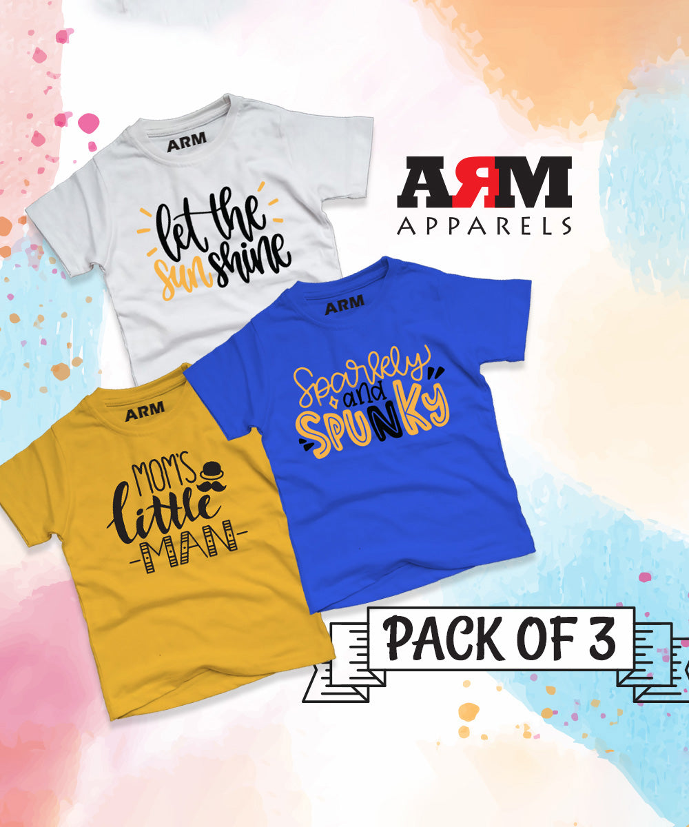 Pack of 3 T-Shirt For Kids - SUNSHINE-MOM-SPUNKY