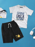 Shine like a Star Printed T-Shirt & Black Short Set