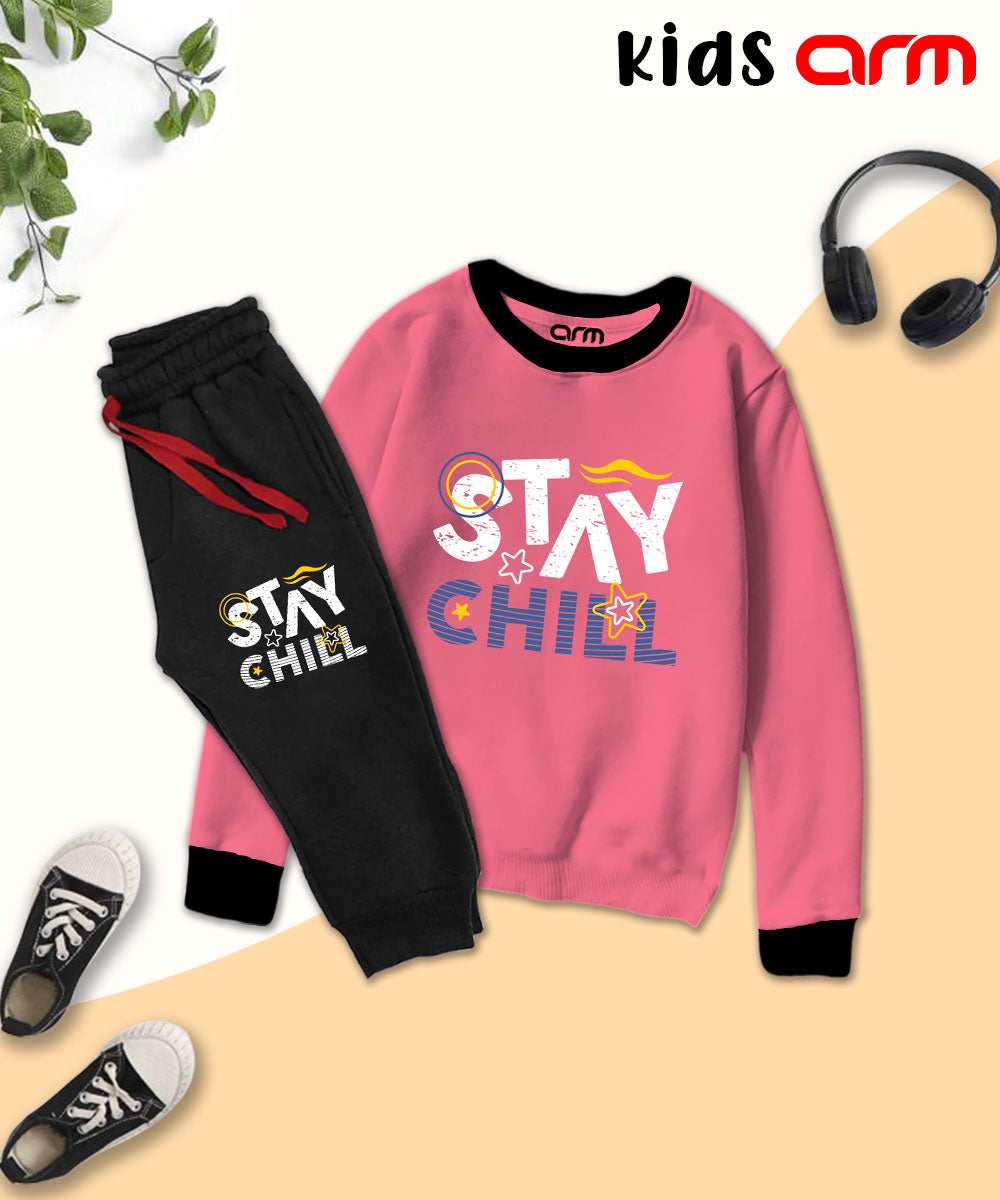 Stay Chill Contrast Tracksuit for Kids