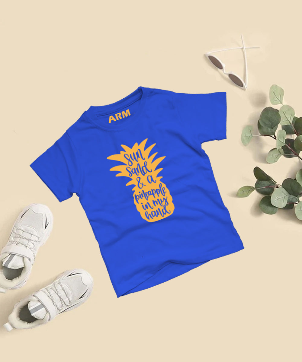 Sun Sand And A PineApple in my Hand T-Shirt For Kids