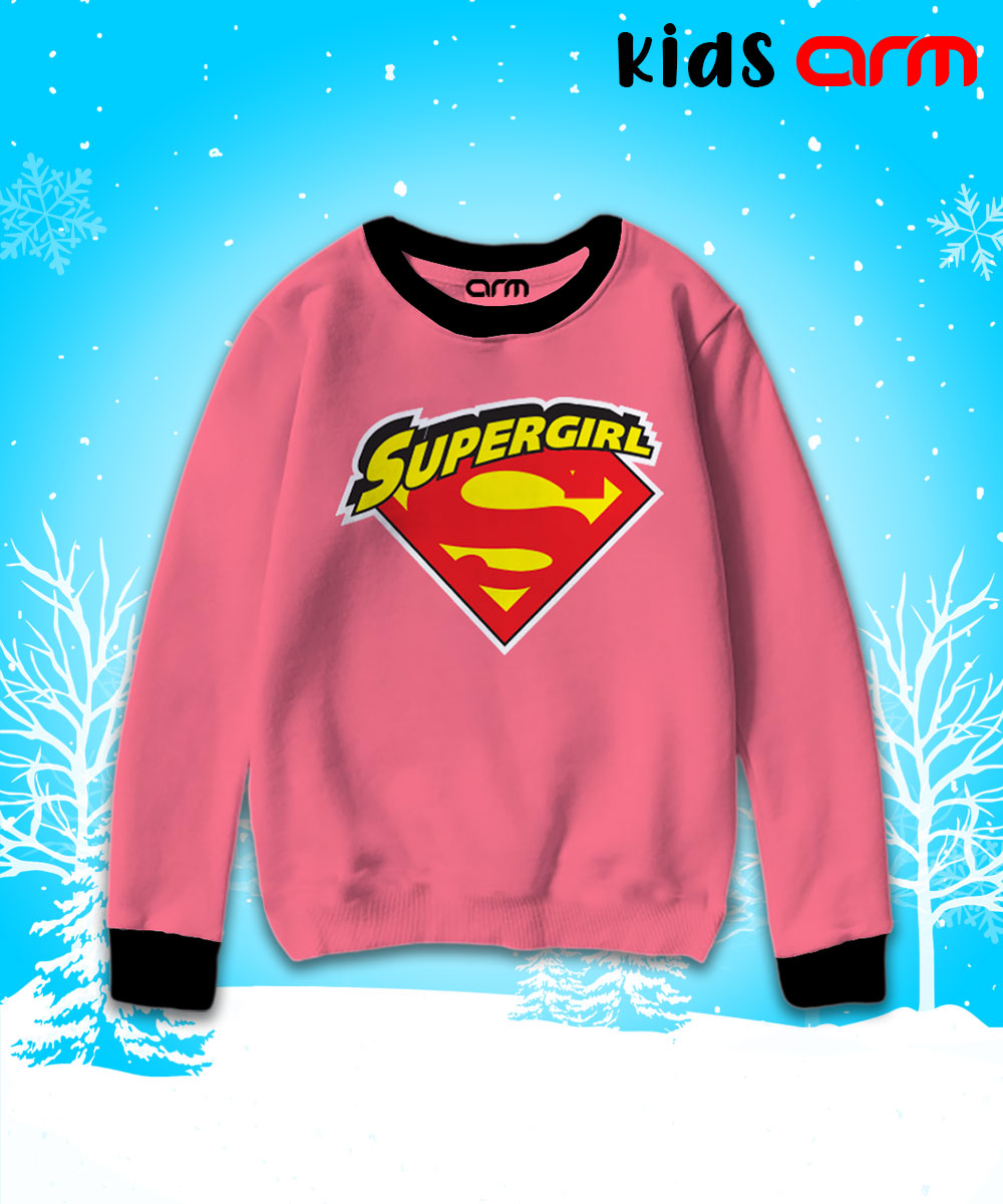 Super Girl Contrast Sweat Shirt for Kids