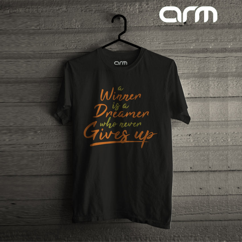 A Winner Is A Dreamer Who Never Gives Up T-Shirt (WinnerDreamer-01HS)