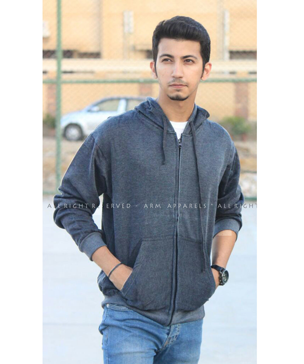 Basic Charcoal Zipper Hoodie