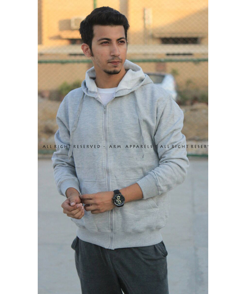 Basic Heather Gray Zipper Hoodie